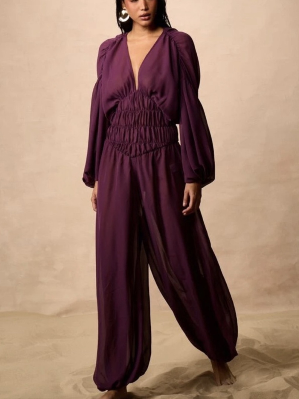 Women's Ruched Wide Leg Jumpsuit